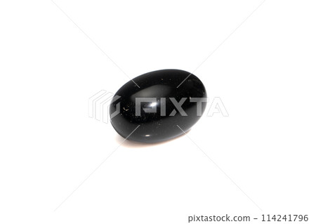natural obsidian rough gem stone on the white background 114241796