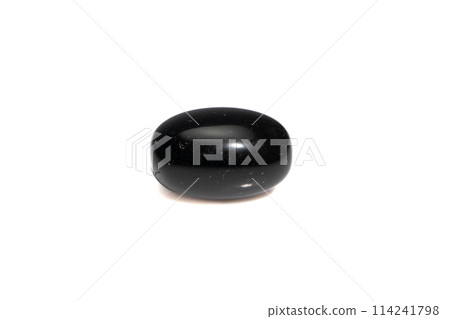 natural obsidian rough gem stone on the white background natural obsidian rough gem stone on the white background 114241798