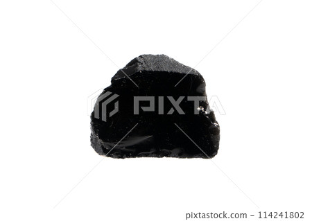 natural obsidian rough gem stone on the white background 114241802