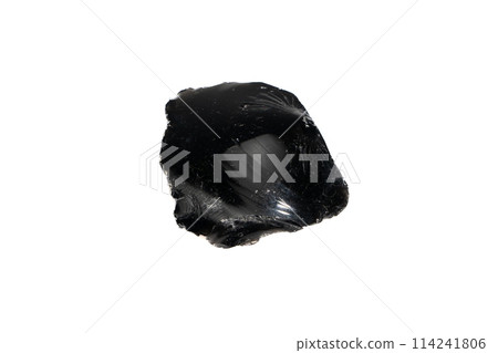 natural obsidian rough gem stone on the white background 114241806