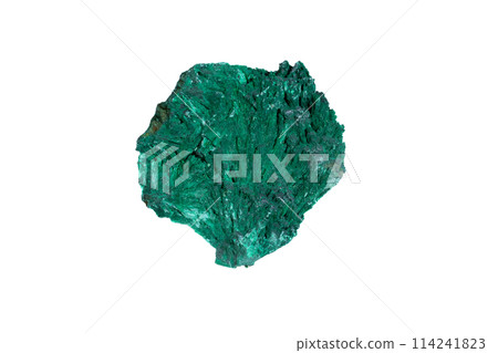 natural green malachite rough gem stone on the white background 114241823