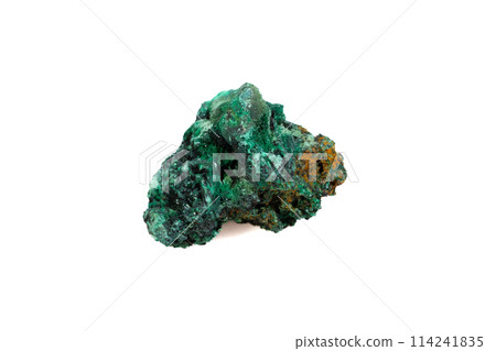 natural green malachite rough gem stone on the white background 114241835