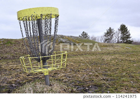 golf frisbee basket  in early spring 114241975