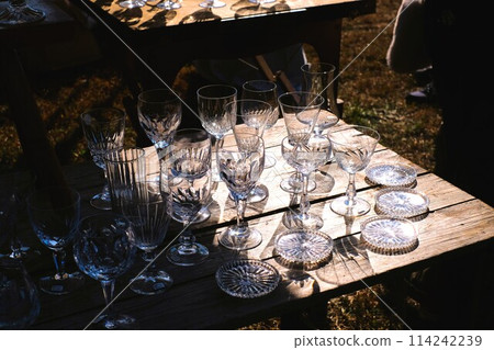Glasses on display at a flea market Glasses on display at a flea market 114242239
