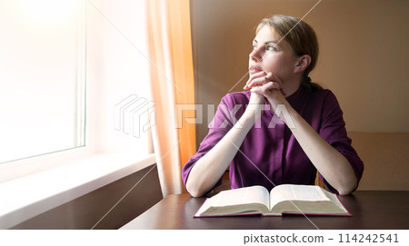 Young girl with old book Young girl with old book 114242541
