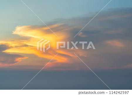 Evening sky scene with light from the setting sun, Last light of the day, The Stunning Beauty of a Sunset. Evening sky scene with light from the setting sun, Last light of the day, The Stunning Beauty of a Sunset. 114242597