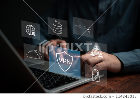 Protect data information is safe and online privacy and security with a VPN Virtual Private Network. Cyber security and privacy connection technology Protect data information is safe and online privacy and security with a VPN Virtual Private Network. Cyber security and privacy connection technology 114243015