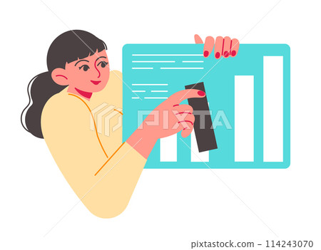 The woman creates a graph of columns 114243070