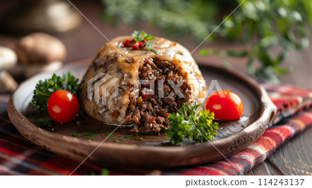 Scottish Haggis, traditionally served 114243137