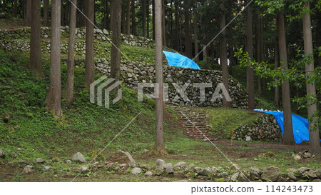 The collapsed stone walls of Nanao Castle due to the 2024 Noto Peninsula earthquake 114243473