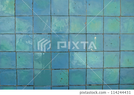 blue ceramic tile wall texture. Abstract background and texture for design. blue ceramic tile wall texture. Abstract background and texture for design. 114244431