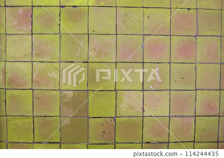 olive green ceramic tile wall texture. Abstract background and texture for design. 114244435