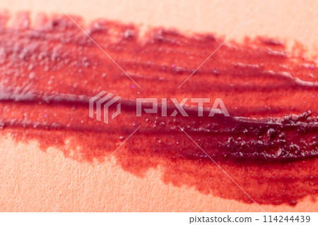 red brush stroke on paper, abstract background, hand painted 114244439