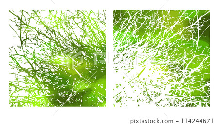 Background green bare tree branches. Abstract trendy painting for the interior. Not AI, Vector illustration Background green bare tree branches. Abstract trendy painting for the interior. Not AI, Vector illustration 114244671