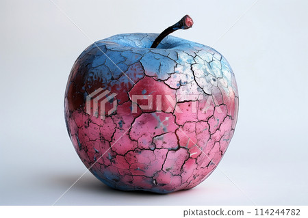 metal apple with cracked rusty skin on a light background metal apple with cracked rusty skin on a light background 114244782