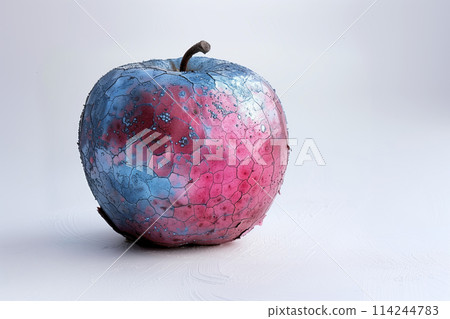 iron apple with cracked rusty skin on a light background iron apple with cracked rusty skin on a light background 114244783