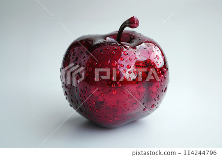 purple cherry with metallic shade skin covered with water drops on a white background purple cherry with metallic shade skin covered with water drops on a white background 114244796