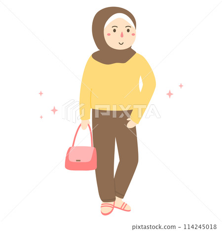 aesthetic fashionable girl wearing hijab  114245018