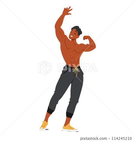 Shirtless Bodybuilder Athlete Character Display Sculpted Physiques, Striking Poses That Highlight Muscle Definition Shirtless Bodybuilder Athlete Character Display Sculpted Physiques, Striking Poses That Highlight Muscle Definition 114245210