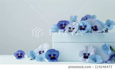 Elegant Pansy Flowers Arrangement in Minimalist Styled Box, ai-generated item Elegant Pansy Flowers Arrangement in Minimalist Styled Box, ai-generated item 114246477