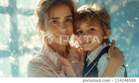 Tender Sibling Bonding Moment Under Soft Light, ai-generated item 114246589