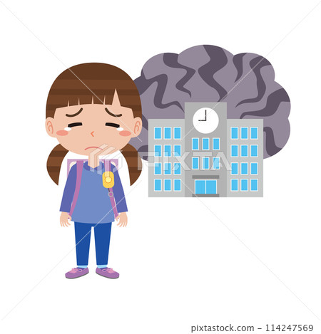 Illustration of school refusal Illustration of school refusal 114247569