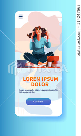 depressed businesswoman overworked girl suffering from psychological diseases anxiety mental health awareness month concept depressed businesswoman overworked girl suffering from psychological diseases anxiety mental health awareness month concept 114247662