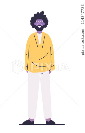 young man or teen guy posing in casual clothes cartoon character standing pose full length vertical 114247728