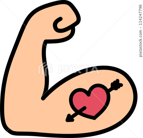 Flexing arm bicep with tattoo emoji icon Flexing arm bicep with tattoo emoji icon 114247796