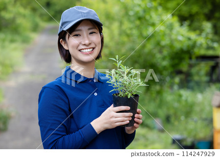 有幼苗的婦女 有幼苗的婦女 114247929