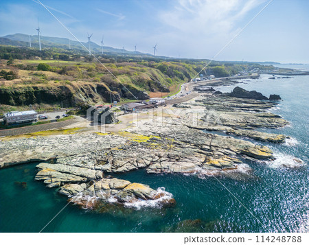 "Aomori Prefecture" Aerial photography of Senjojiki Coast using a drone "Aomori Prefecture" Aerial photography of Senjojiki Coast using a drone 114248788