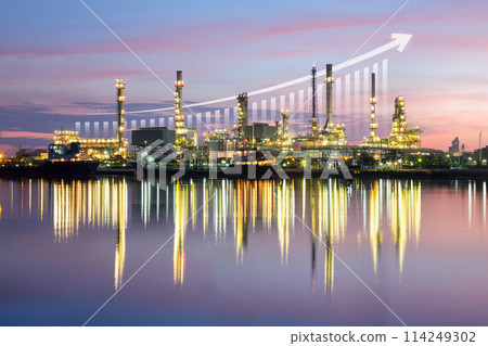 Oil gas refinery or petrochemical plant with business concept. Oil gas refinery or petrochemical plant with business concept. 114249302