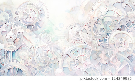 夢幻般的時鐘齒輪圖像水彩插圖 114249985
