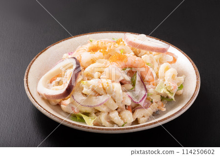 Shrimp and squid cod roe macaroni salad Shrimp and squid cod roe macaroni salad 114250602