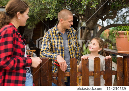 Getting to know the neighbors at country houses in village Getting to know the neighbors at country houses in village 114250889