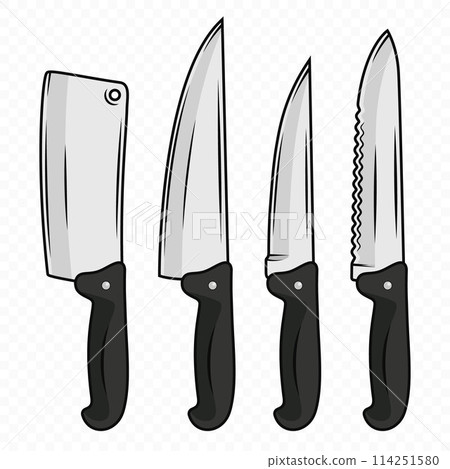 Vector Kitchen Knife Icon Set, Isolated. Various Kitchen Knives Design Templates, Chef Kitchen Knife 114251580