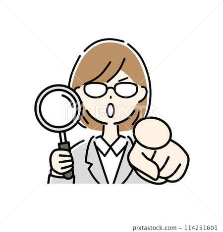 用放大鏡指著的女商人 114251601