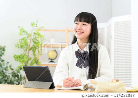 High school girl studying exam High school girl studying exam 114251887