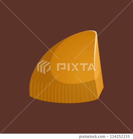 Piece of hard fine cheese. Vector illustration. Cheddar in a realistic style. Ideal for posters and banner, menu of cafe and shops 114252155