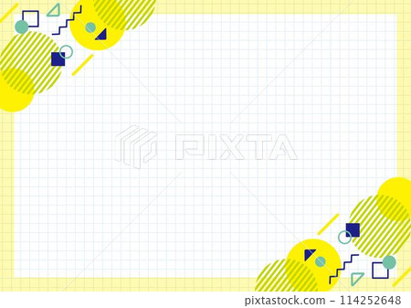 黃色背景，幾何圖案和方格紙，尺寸比例3:4 114252648