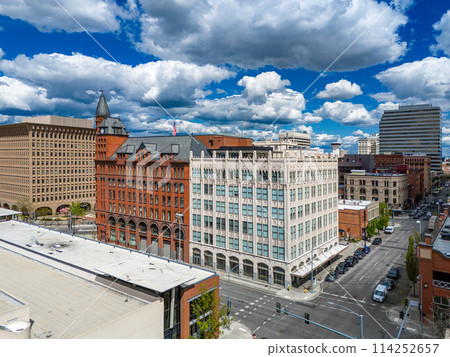 spokane downtown aerial view day summer 114252657