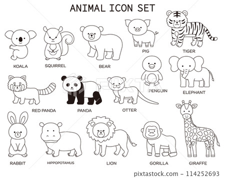 Vector illustration set of cute animals. icon, zoo Vector illustration set of cute animals. icon, zoo 114252693