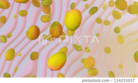 3D illustration Background for advertising and market in business and fruit scenes. 3D rendering in decorative concept. 3D illustration Background for advertising and market in business and fruit scenes. 3D rendering in decorative concept. 114253037