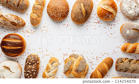 Appetizing freshly baked bread frame 114254070