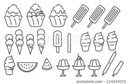 Simple hand drawn cold snacks illustration set Simple hand drawn cold snacks illustration set 114254072