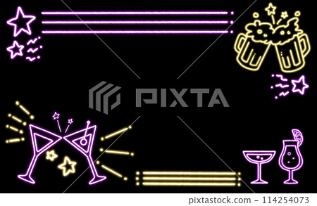 Cocktail and beer neon sign card Cocktail and beer neon sign card 114254073