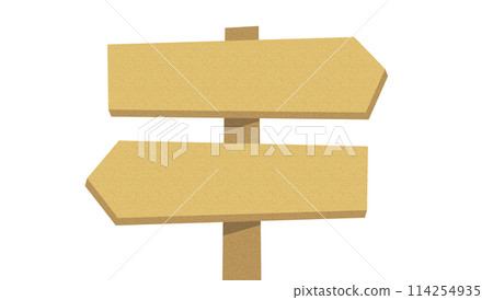 Illustration of a two-way cork signpost Illustration of a two-way cork signpost 114254935