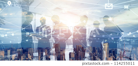 Horizontal visual for business network banners and advertisements 114255011