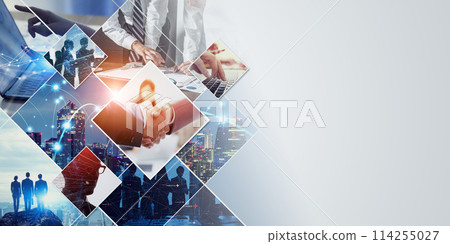 Collage visuals of various business scenes 114255027