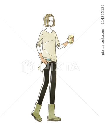 Woman holding a cleaning tool 114255122